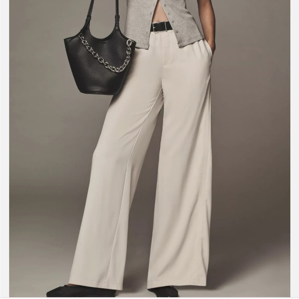 Elegant Cream Wide-Leg Pants